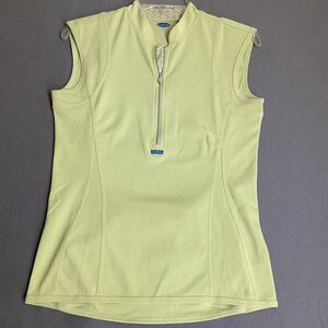 Luna Cycling Vest Women's Medium Lime Green 1/4‎ Zip Jersey Biking Geometric